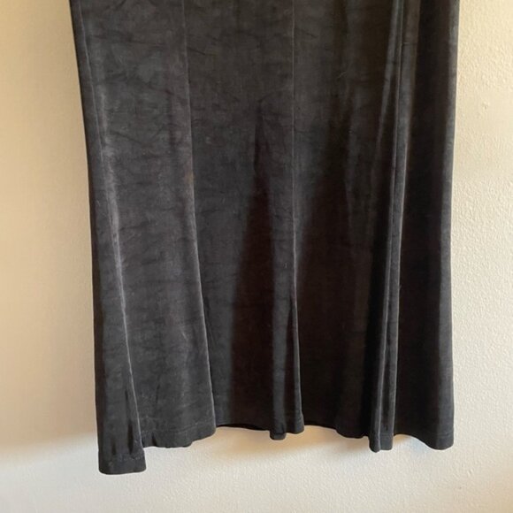 Vintage 90s Picadilly Fashion Slinky Black Trumpet Flared Maxi Skirt - Picture 6 of 11